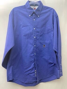Tommy Hilfiger Men's Blue Cotton Oxford Button-Down
